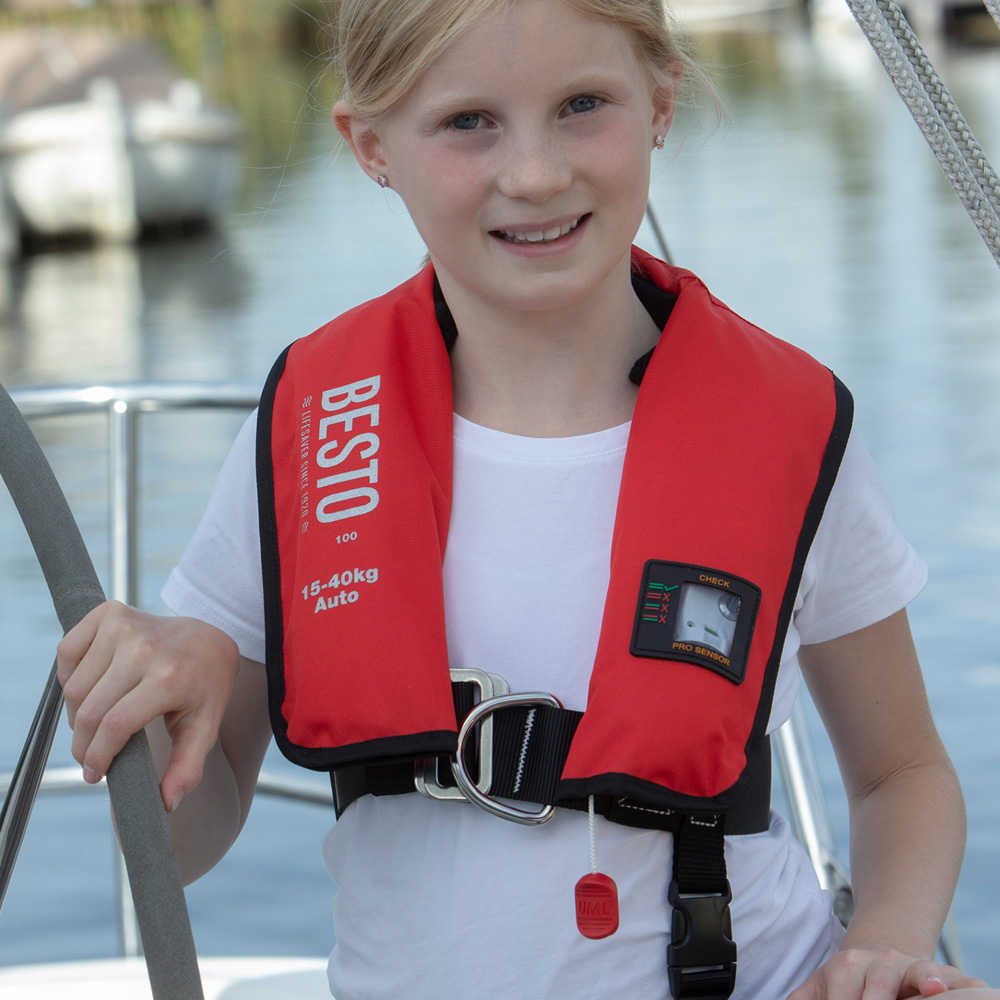 Besto aufblasbare rettungsweste pro junior 100n rot 15-40kg 4