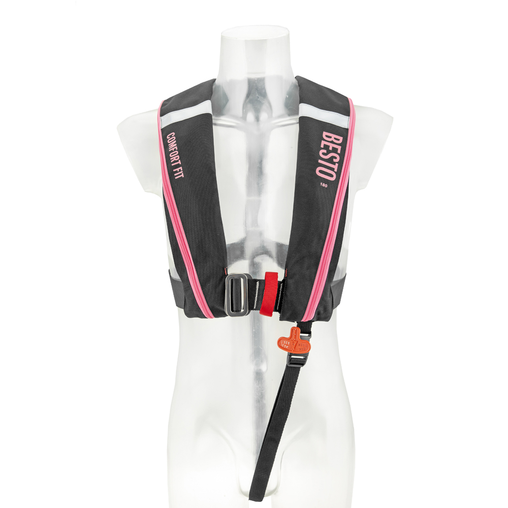 Comfort fit aufblasbare rettungsweste 180N mh schwarz/rose