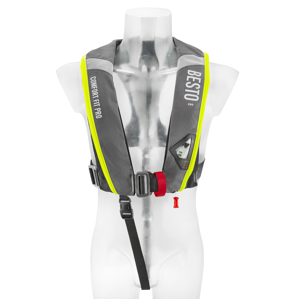 Comfort fit aufblasbare rettungsweste PRO 220N mh gris/gelb